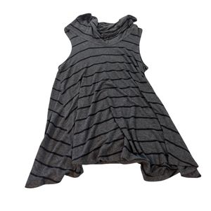 r2d Cowl Neck Sleeveless Polyester Dress Grey Black Pinstripes Women's Medium